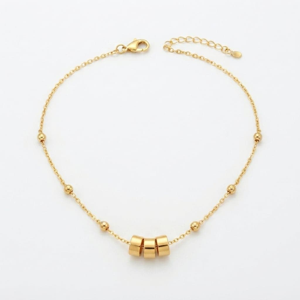 Brass Gold Plated Bead Chain Ring Pendant Necklace