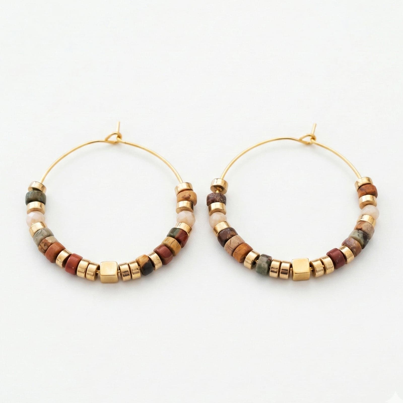 Earrings with Gold Plated Varasit Stone on Brass