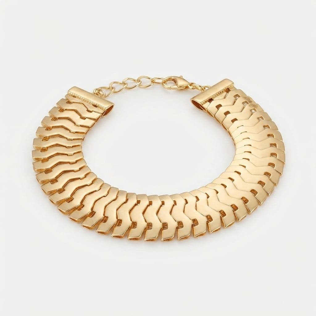 Gold Plated Brass Flat Chain Bracelet