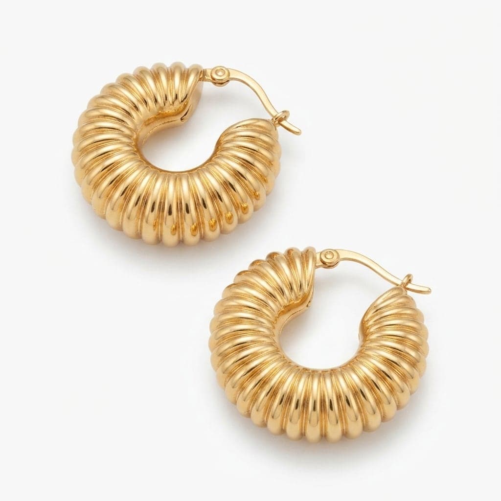 Gold Plated Brass Stud Model Big Hoop Earrings
