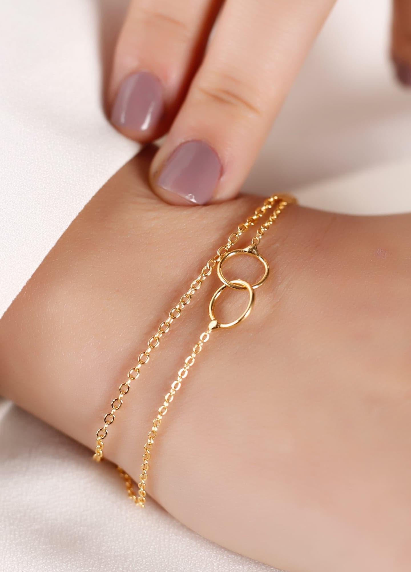 Gold Plated Brass Ring Detailed Bracelet