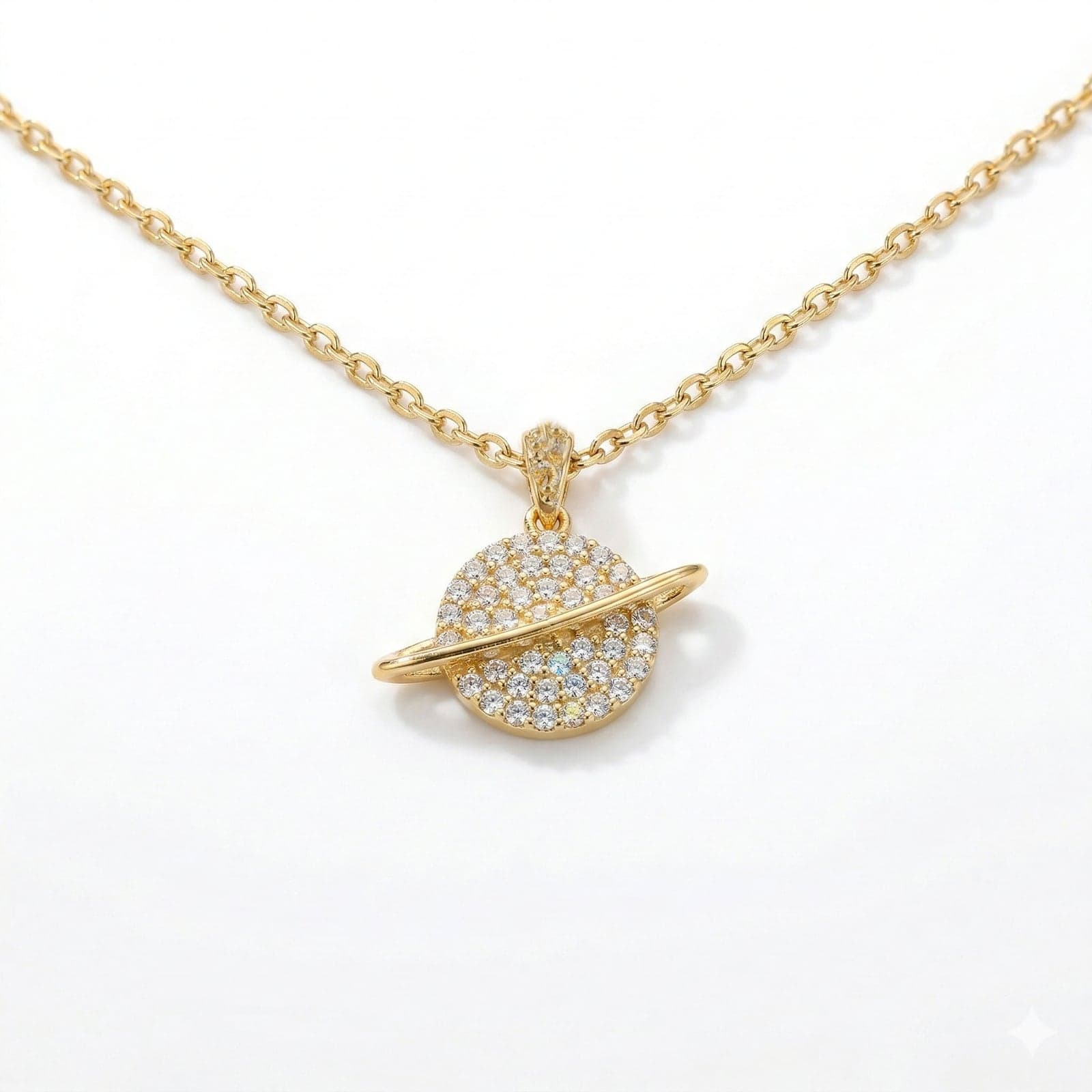 Gold Plated Zircon Stone Dangle Diamond Model Necklace on Brass