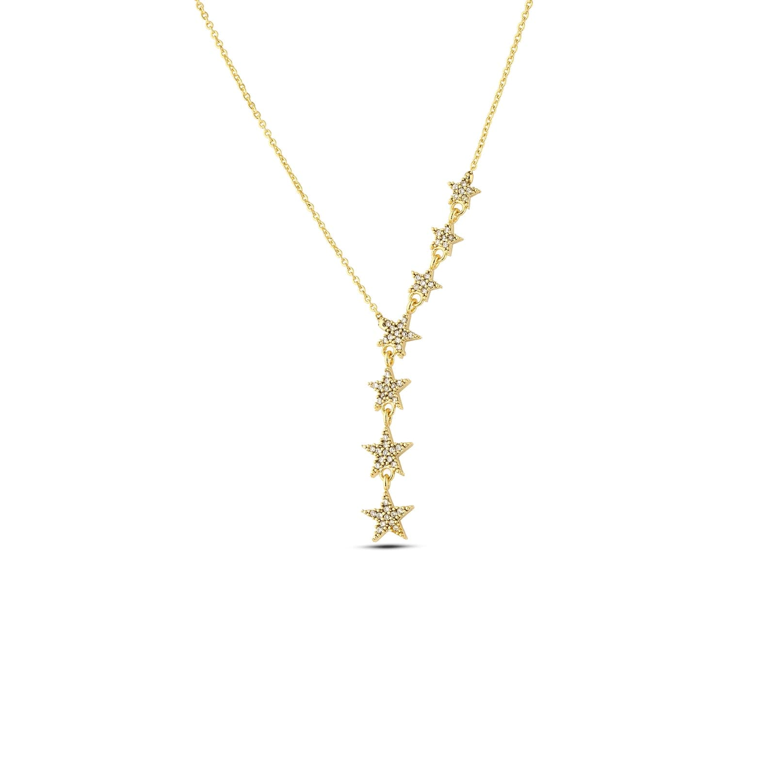 Gold Plated Zircon Stone on Brass Shooting Star Necklace