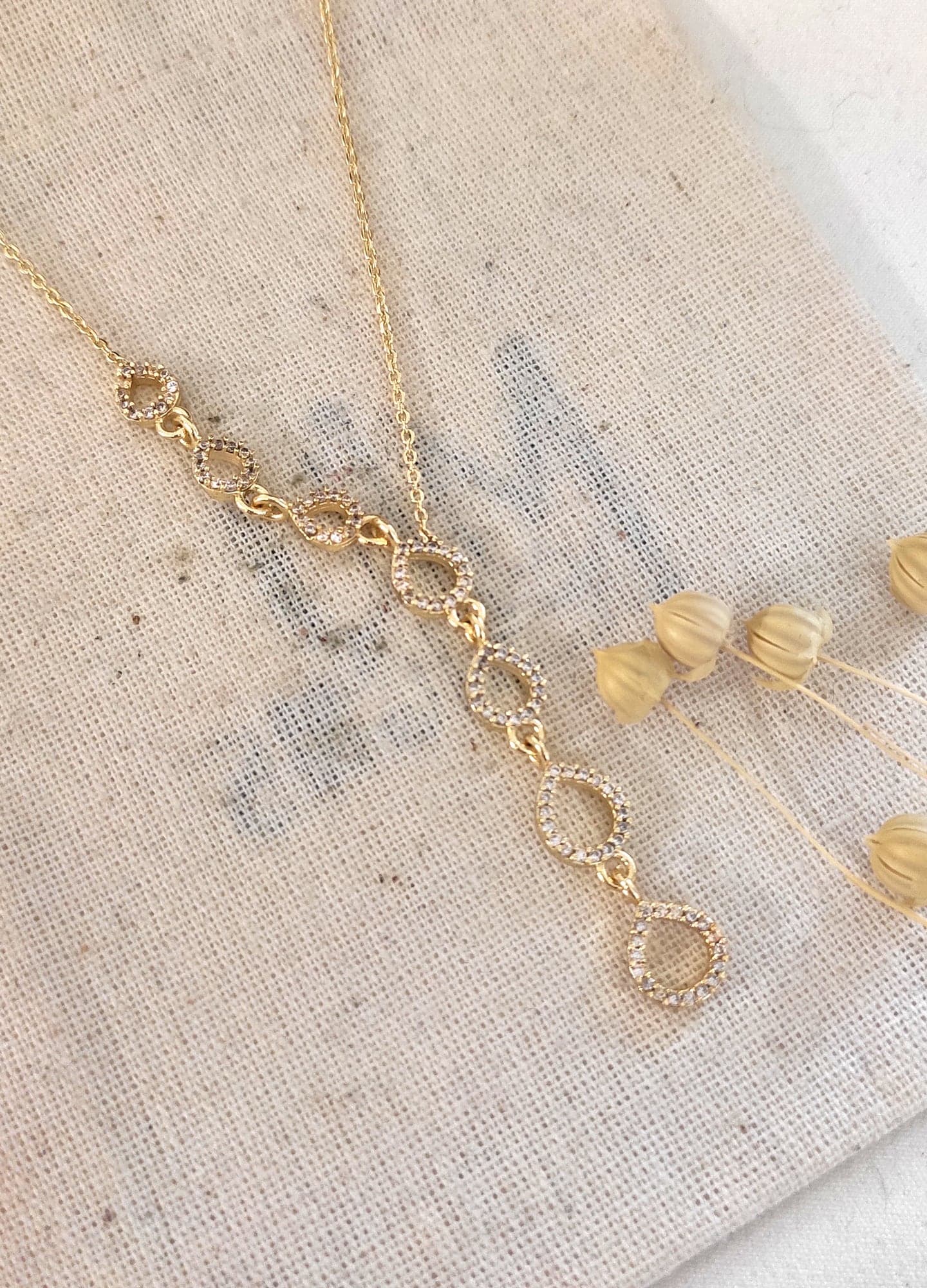 Gold Plated Floating Water Drop Necklace on Brass