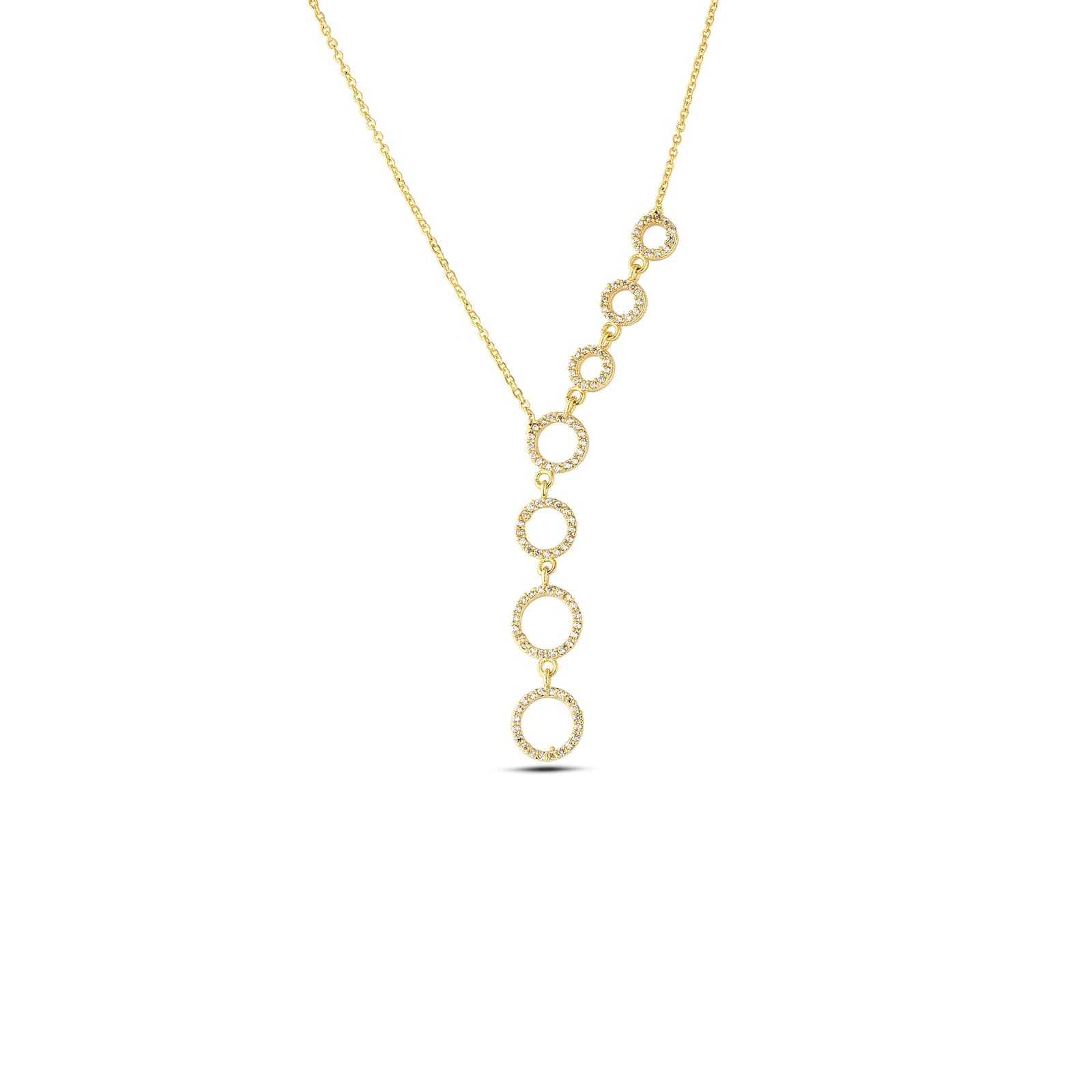 Brass Gold Plated Zircon Stone Sliding Ring Necklace