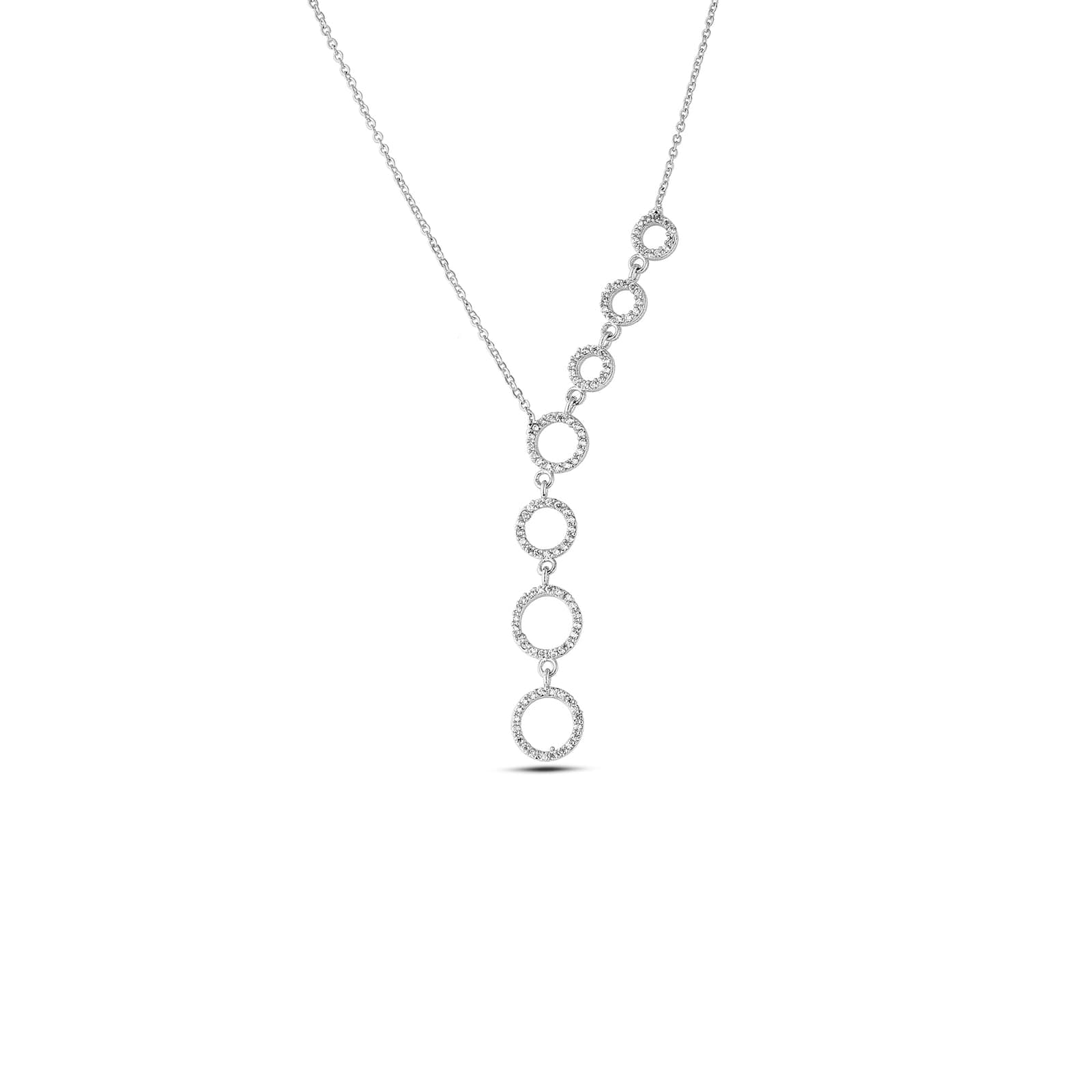 Silver Color Zircon Stone on Brass Sliding Ring Necklace
