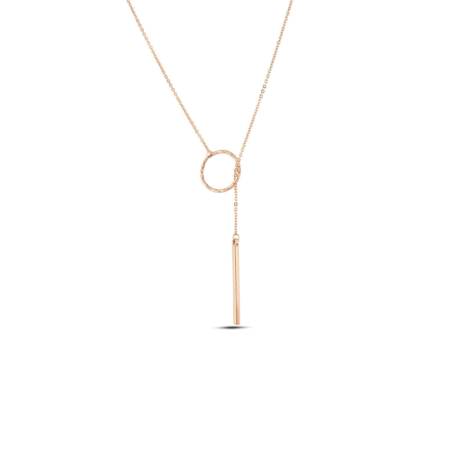 Rose Plated Brass Ring and Bar Dangle Double Necklace