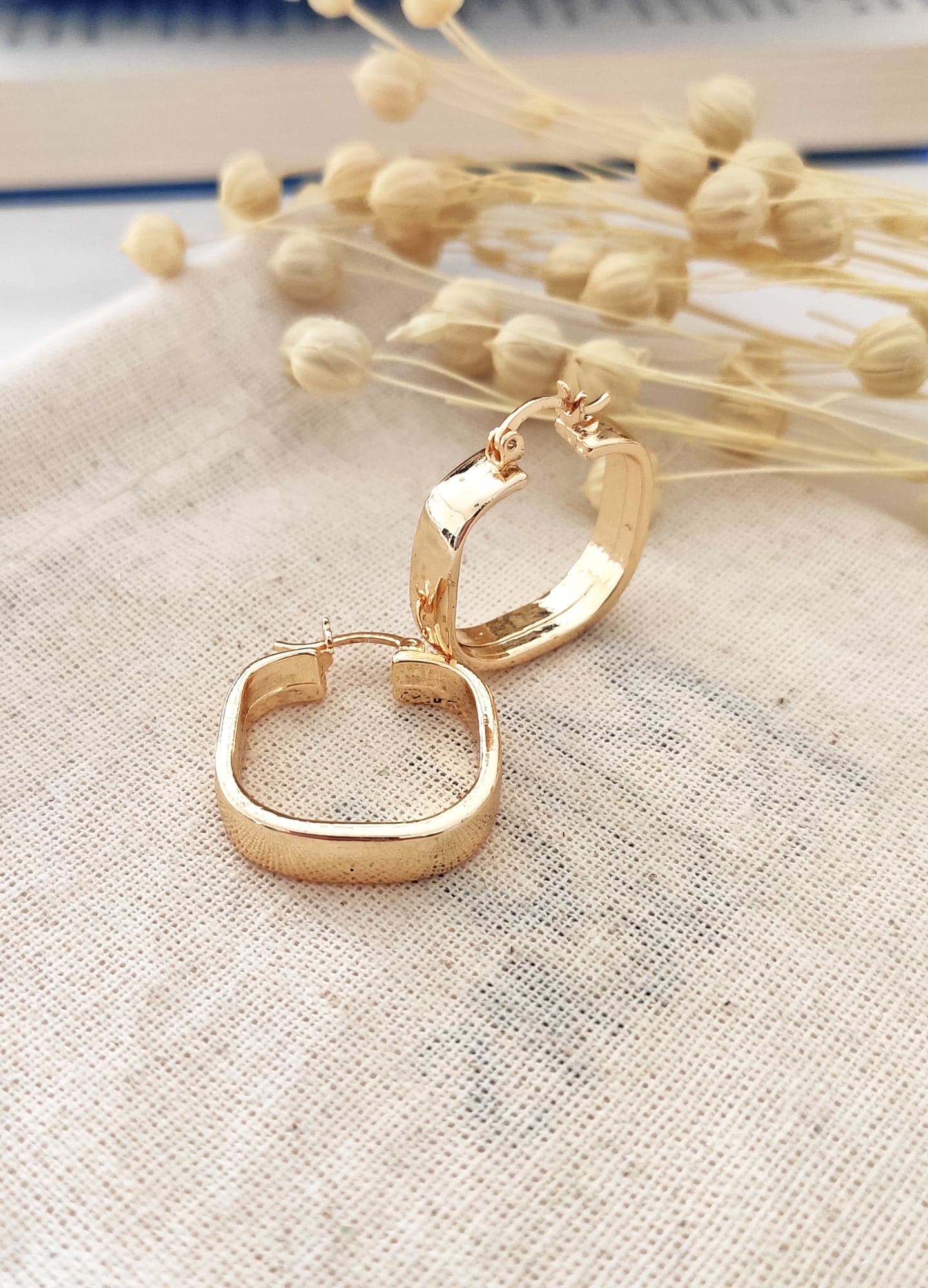 Gold Plated Square Earrings on Brass
