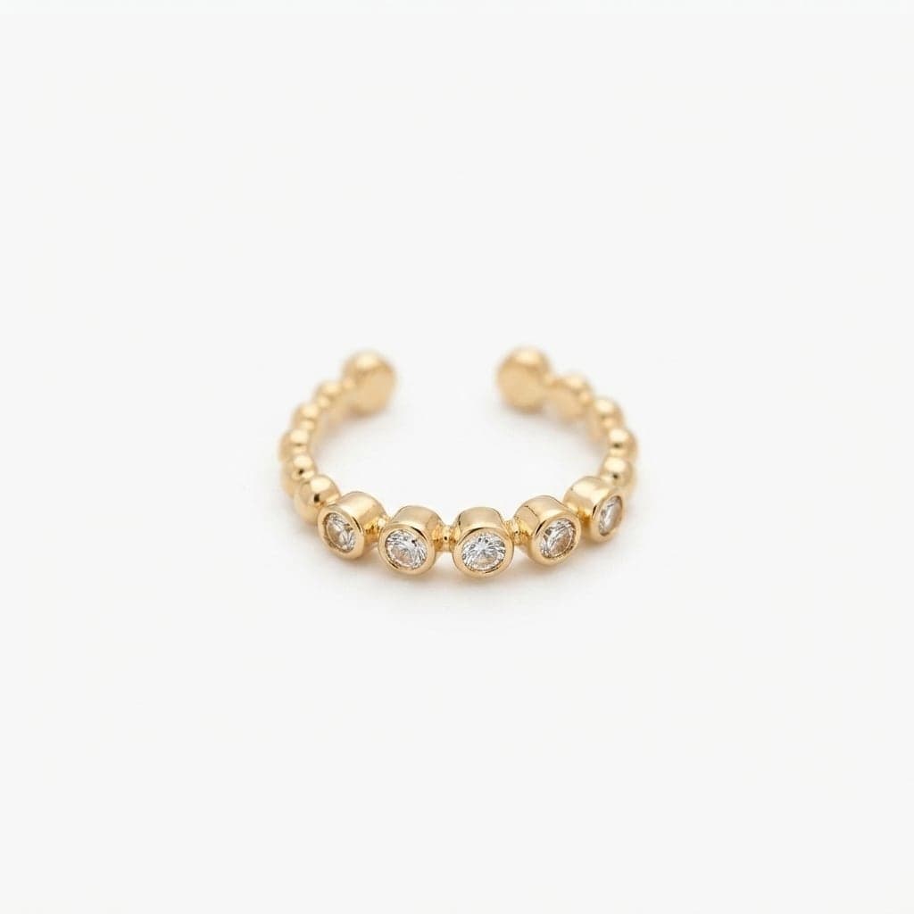 Adjustable Ring with Gold Plated Zircon Stone on Brass