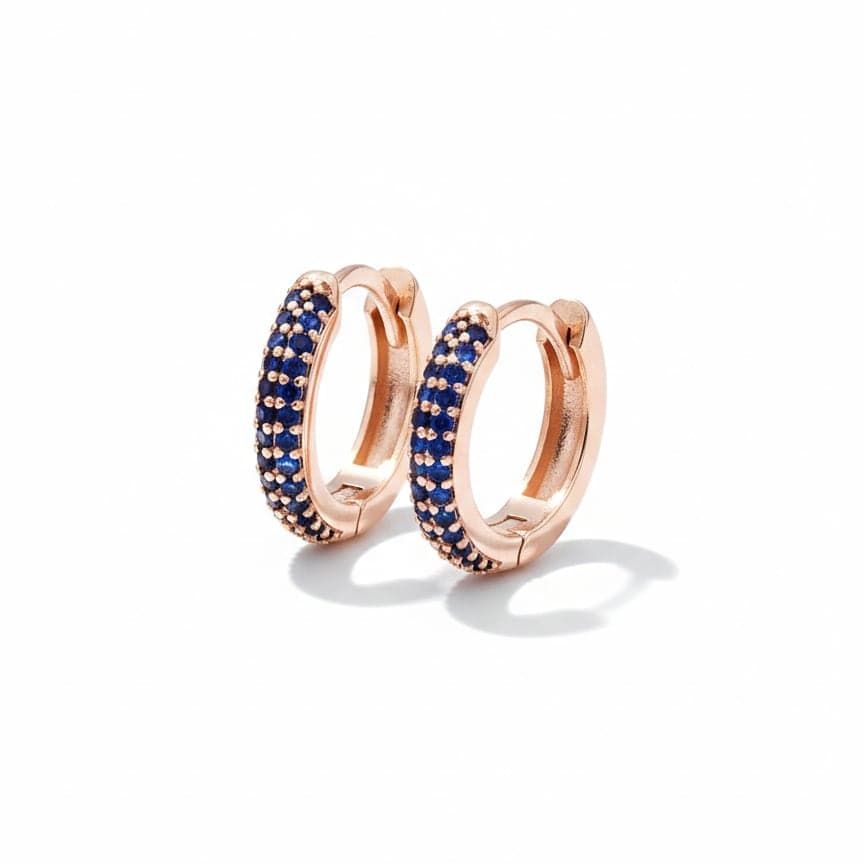 Gold Plated Zircon Stone Hoop Earrings on Brass