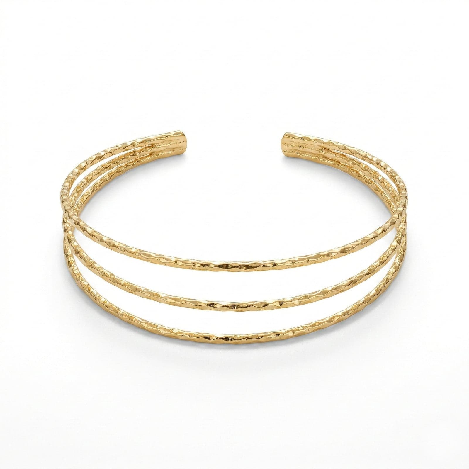 Gold Plated Brass Three Row Adjustable Bracelet