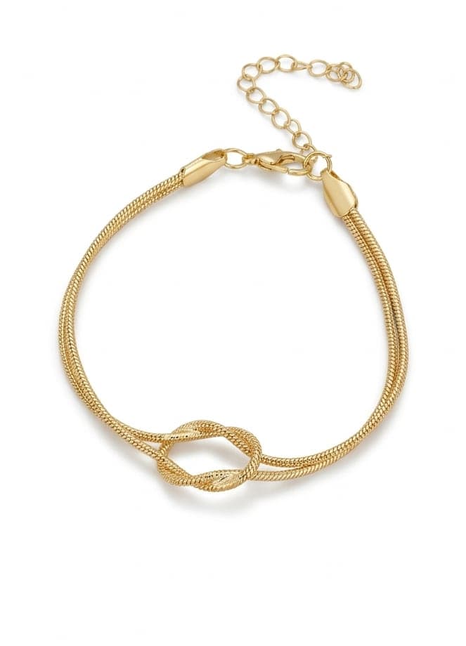 Gold-Plated Brass, Infinity-Detailed Cobra Chain Bracelet