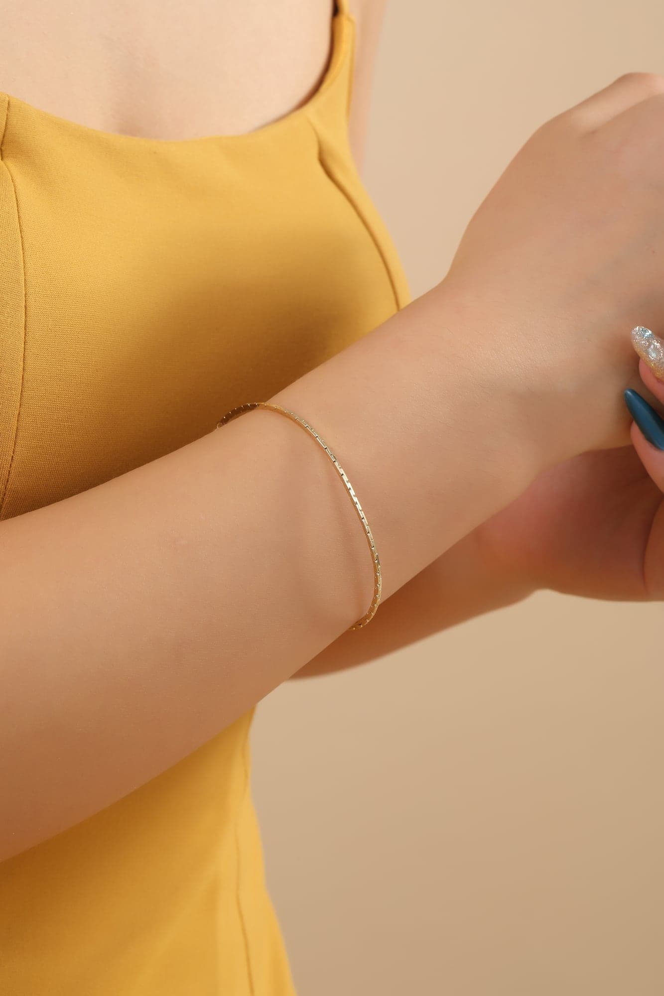 Gold-Plated Brass, Cobra Chain Bracelet