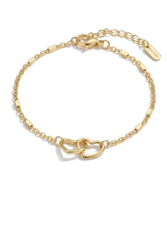 Gold-Plated Brass, Heart-Detailed Chain Bracelet