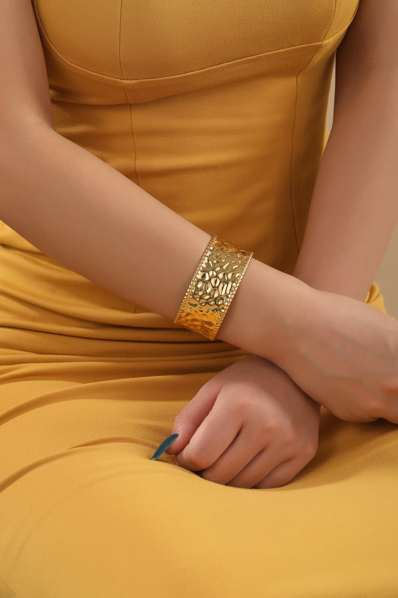 Gold-Plated Brass, Patterned Cuff Bracelet