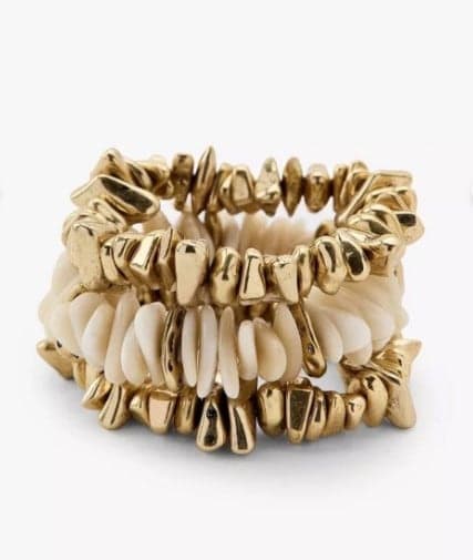 Gold-Plated Brass, Acrylic Stone Triple Bracelet