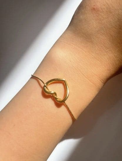 Gold-Plated Brass, Heart-Detailed Chain Bracelet