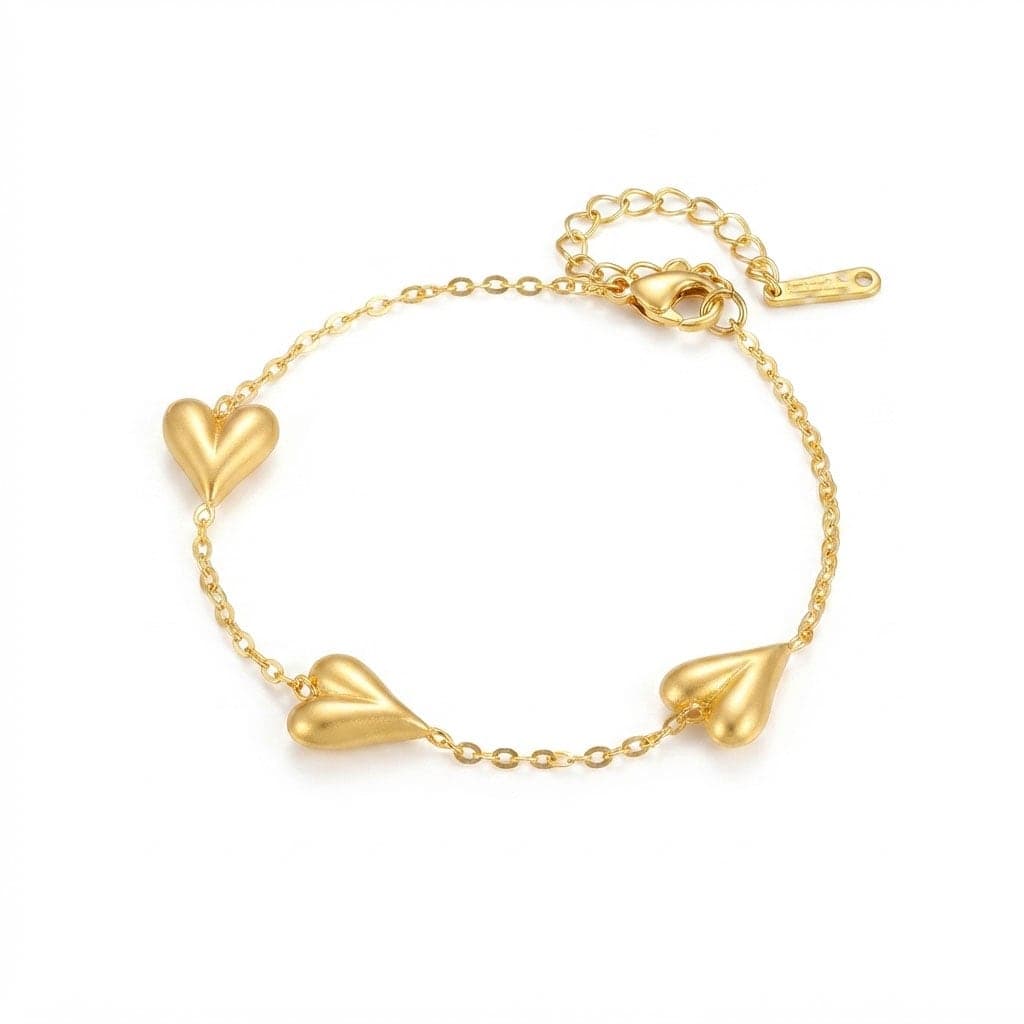 Gold-Plated Bracelet with a Heart Design on a Brass Base