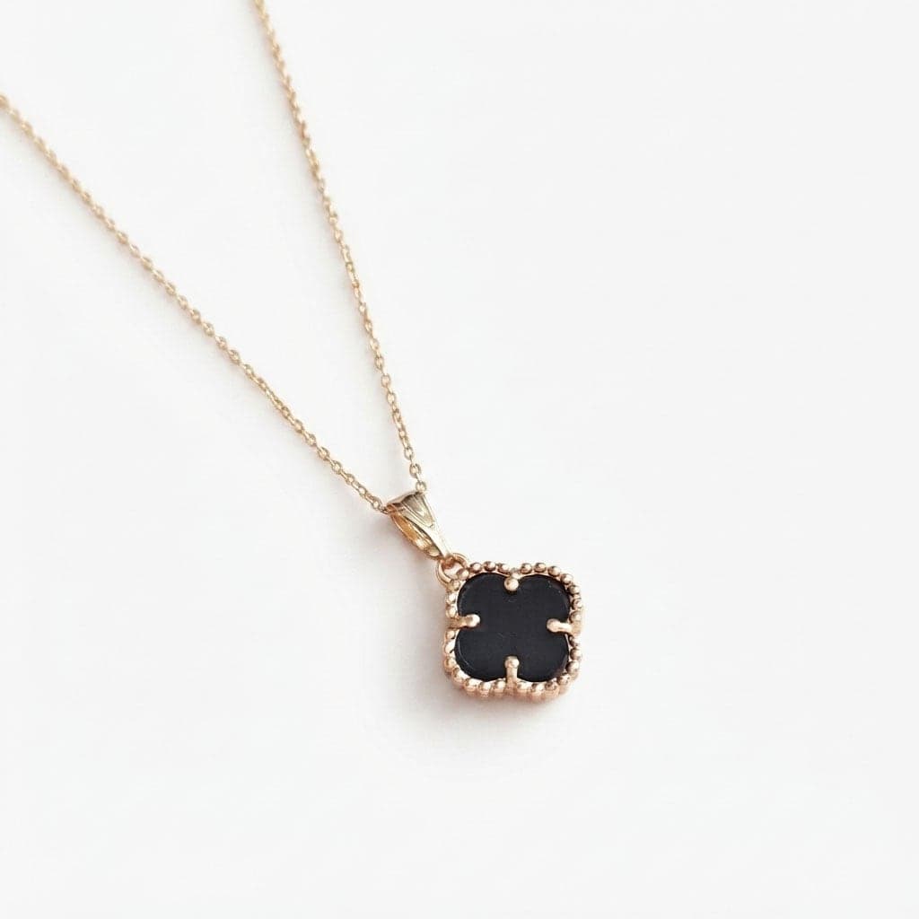 Gold Plated Brass Clover Pendant Necklace with Mother-of-Pearl Pearl