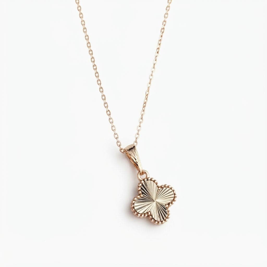 Gold Plated Clover Pendant Necklace on Brass