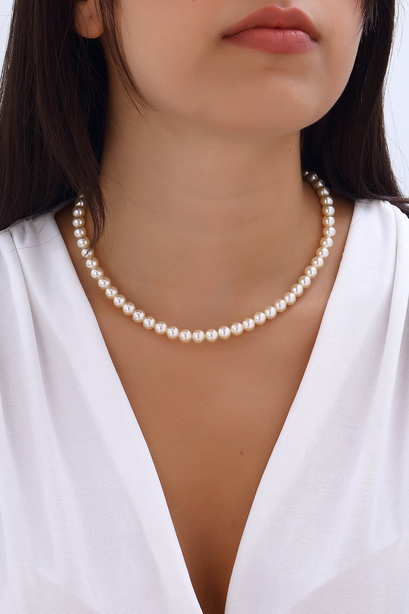 Gold Plated White Miyuki Necklace on Brass