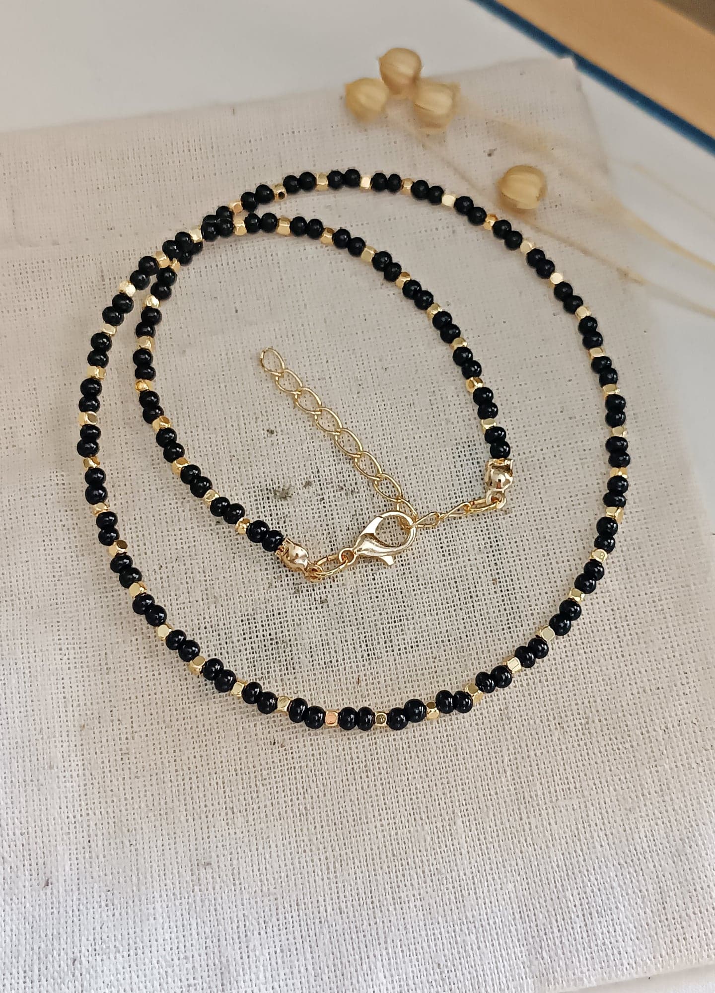Gold Plated White Miyuki Necklace on Brass
