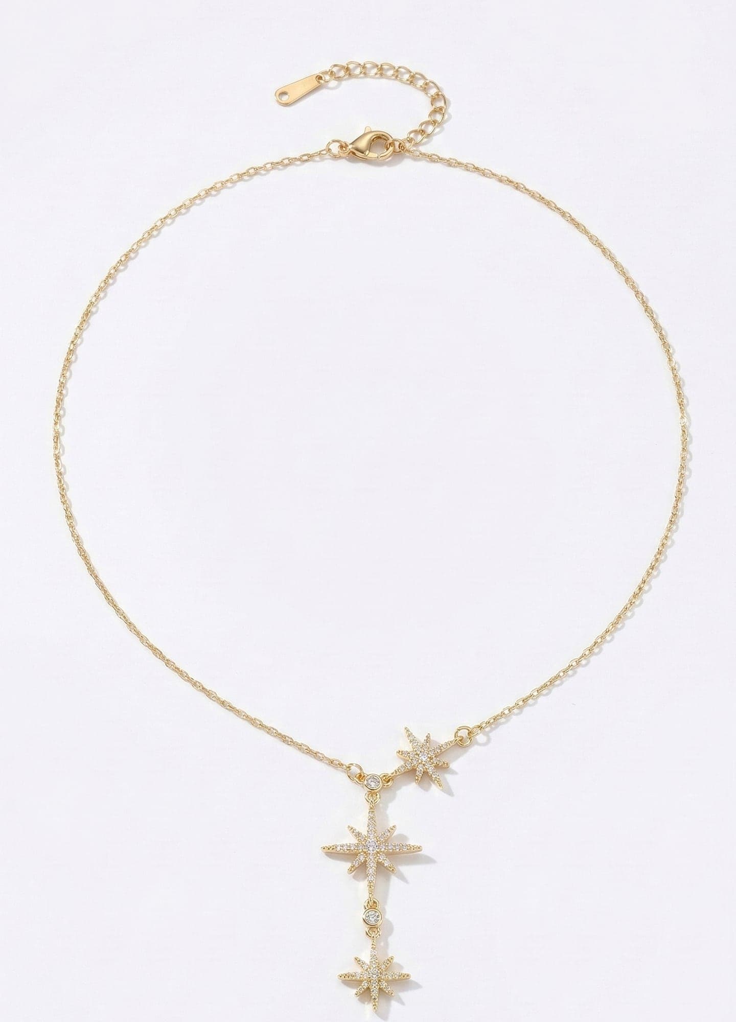Gold-Plated Brass, Zircon Stone North Star Dangle Necklace