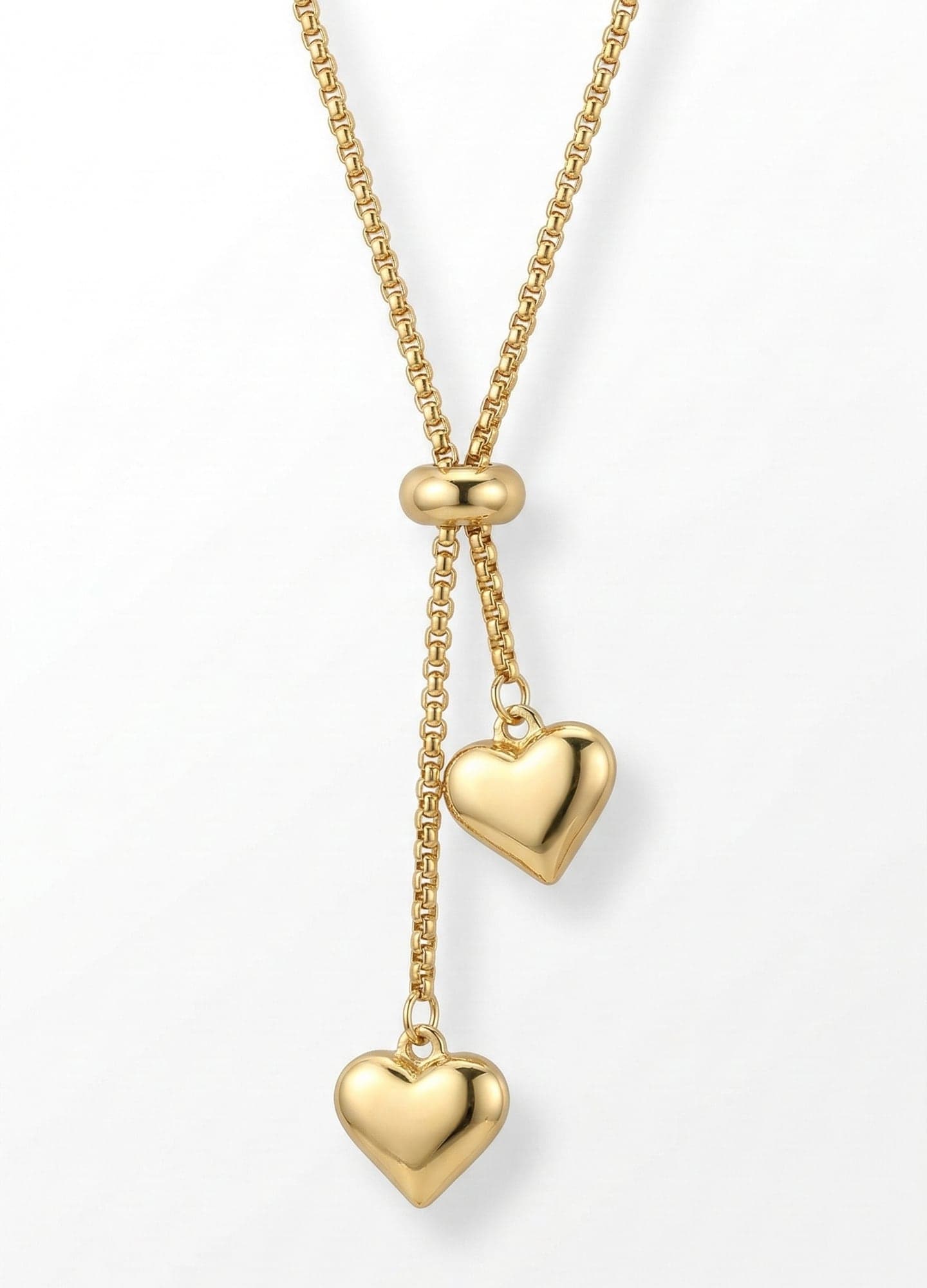 Gold-Plated Brass, Heart Pendant Chain Necklace