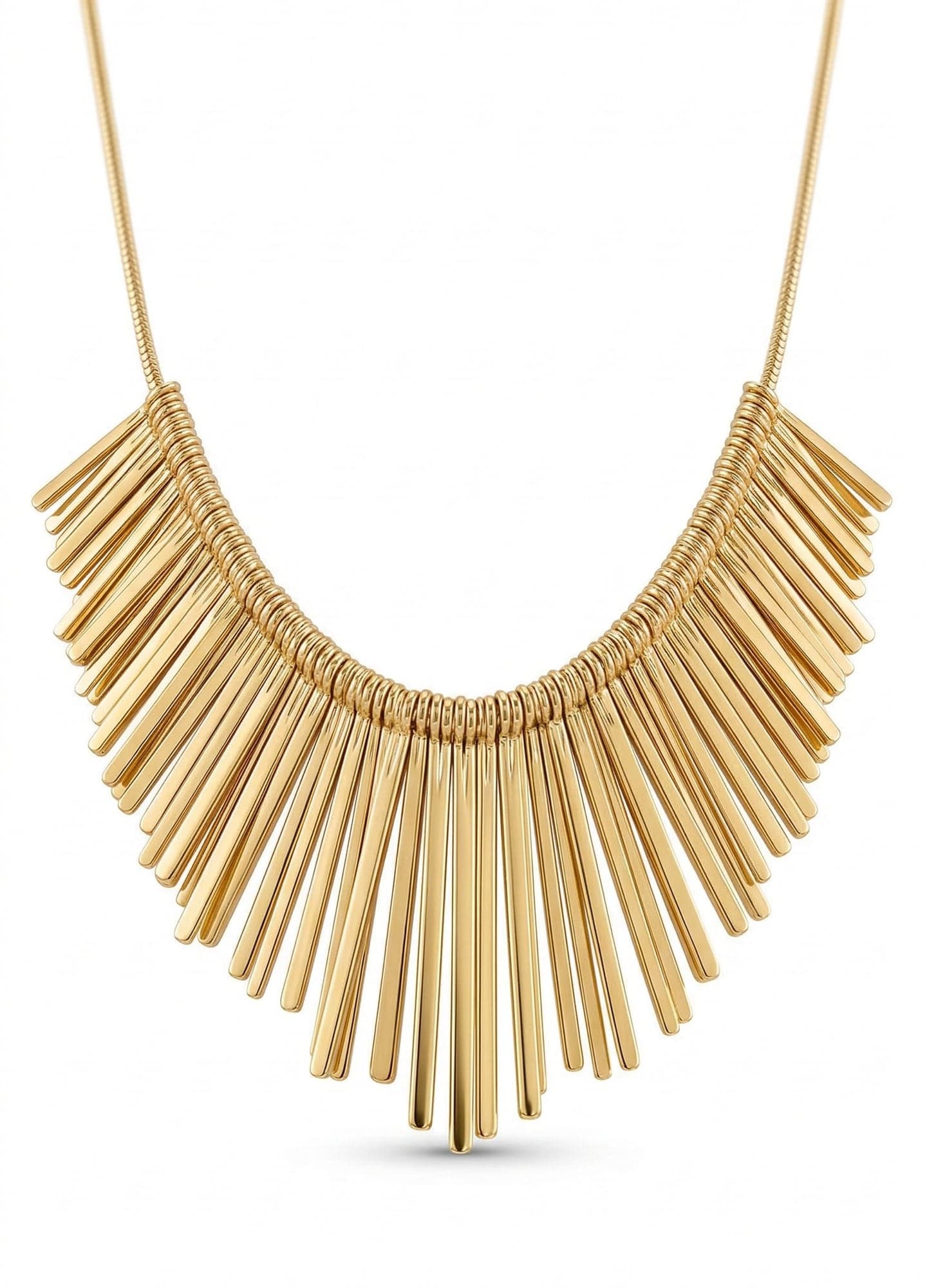 Gold-Plated Brass, Rod Bar Arranged Ancient Egyptian Necklace