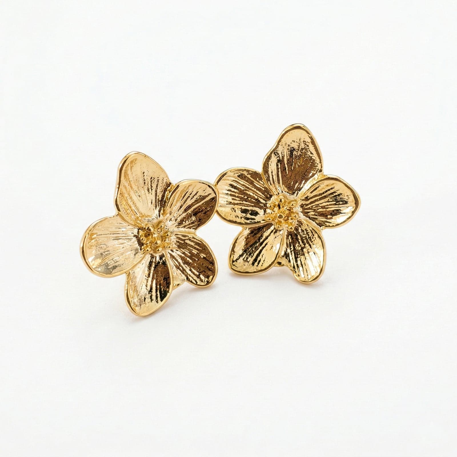 Gold Plated Daisy Model Stud Earrings on Brass