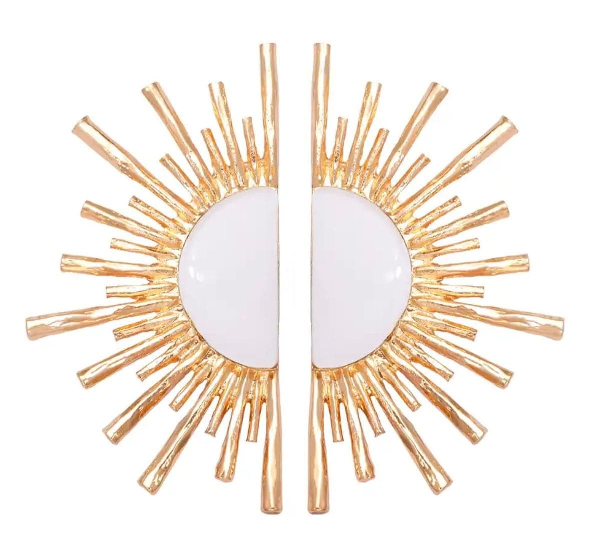 Brass Over Gold Plated Sun Model Glass Stone Earrings
