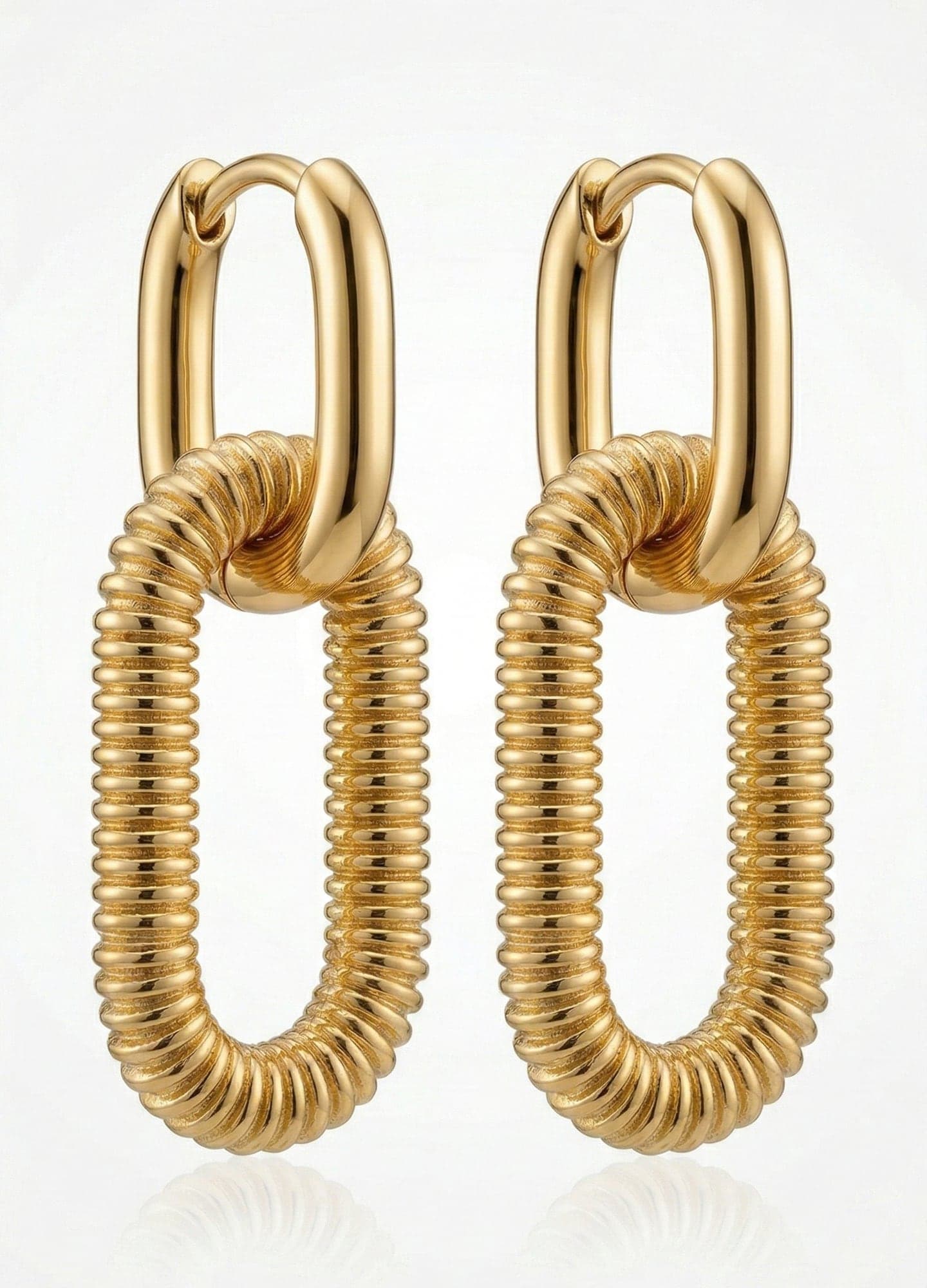 Gold-Plated Brass, Twisted Design Dangle Earrings