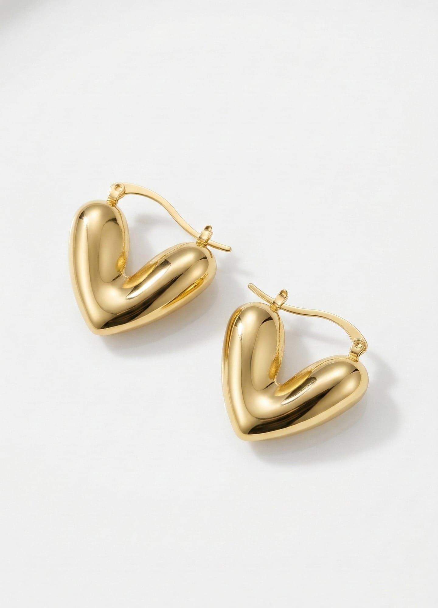 Gold-Plated Brass, Heart Earrings