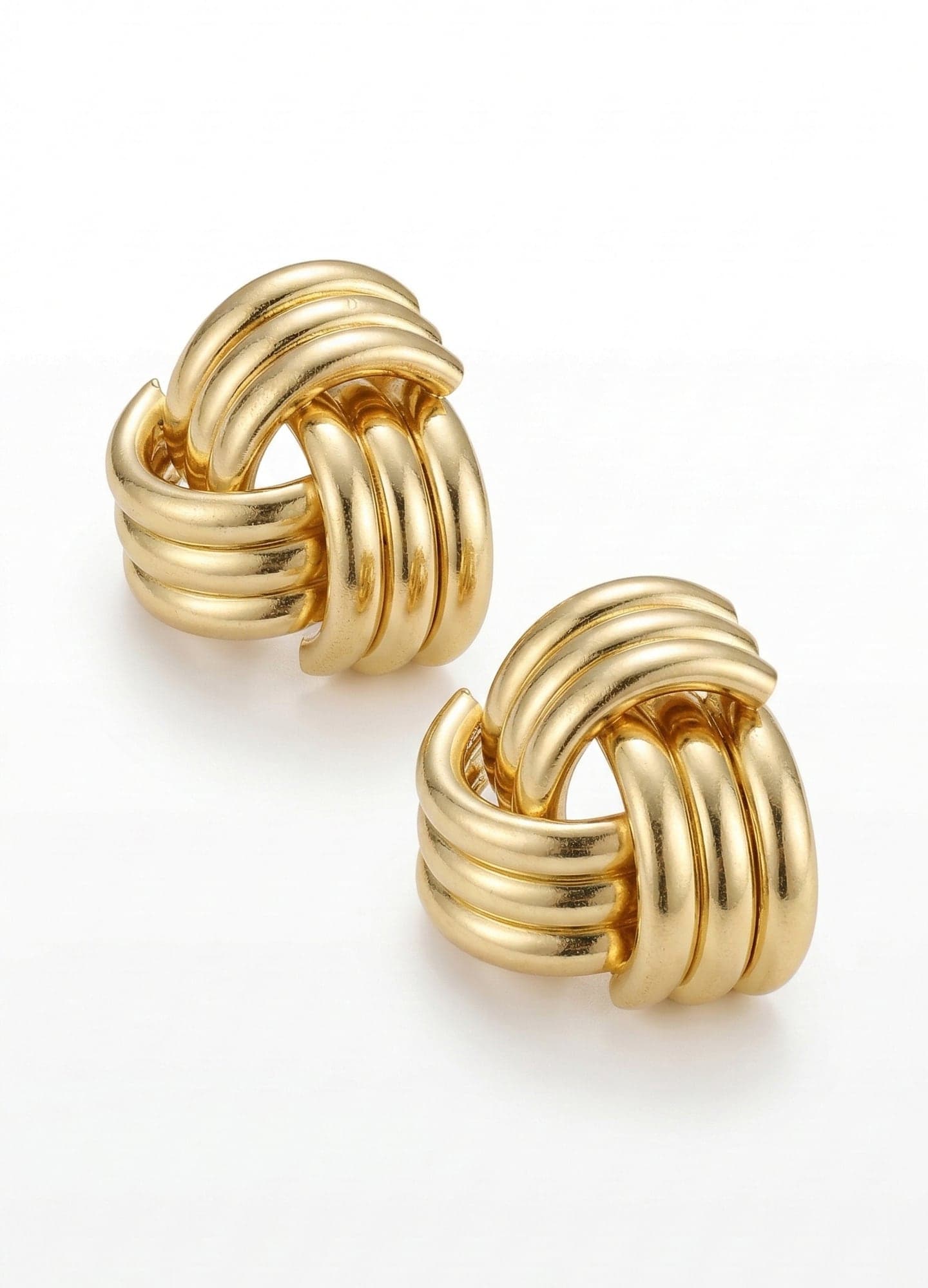 Gold-Plated Brass, Twisted Stud Earrings