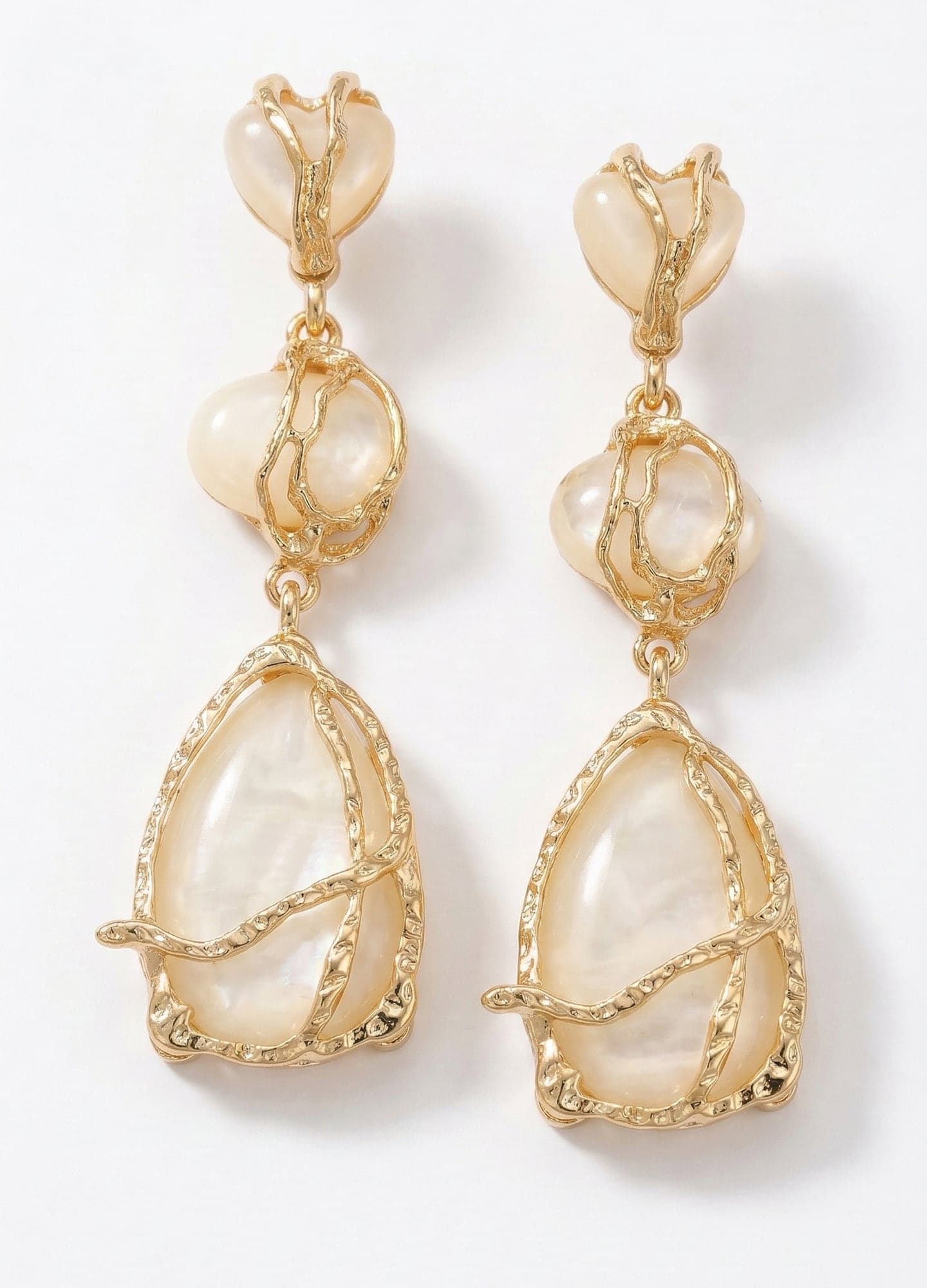 Gold-Plated Brass, Synthetic Stone Dangle Spiral Earrings