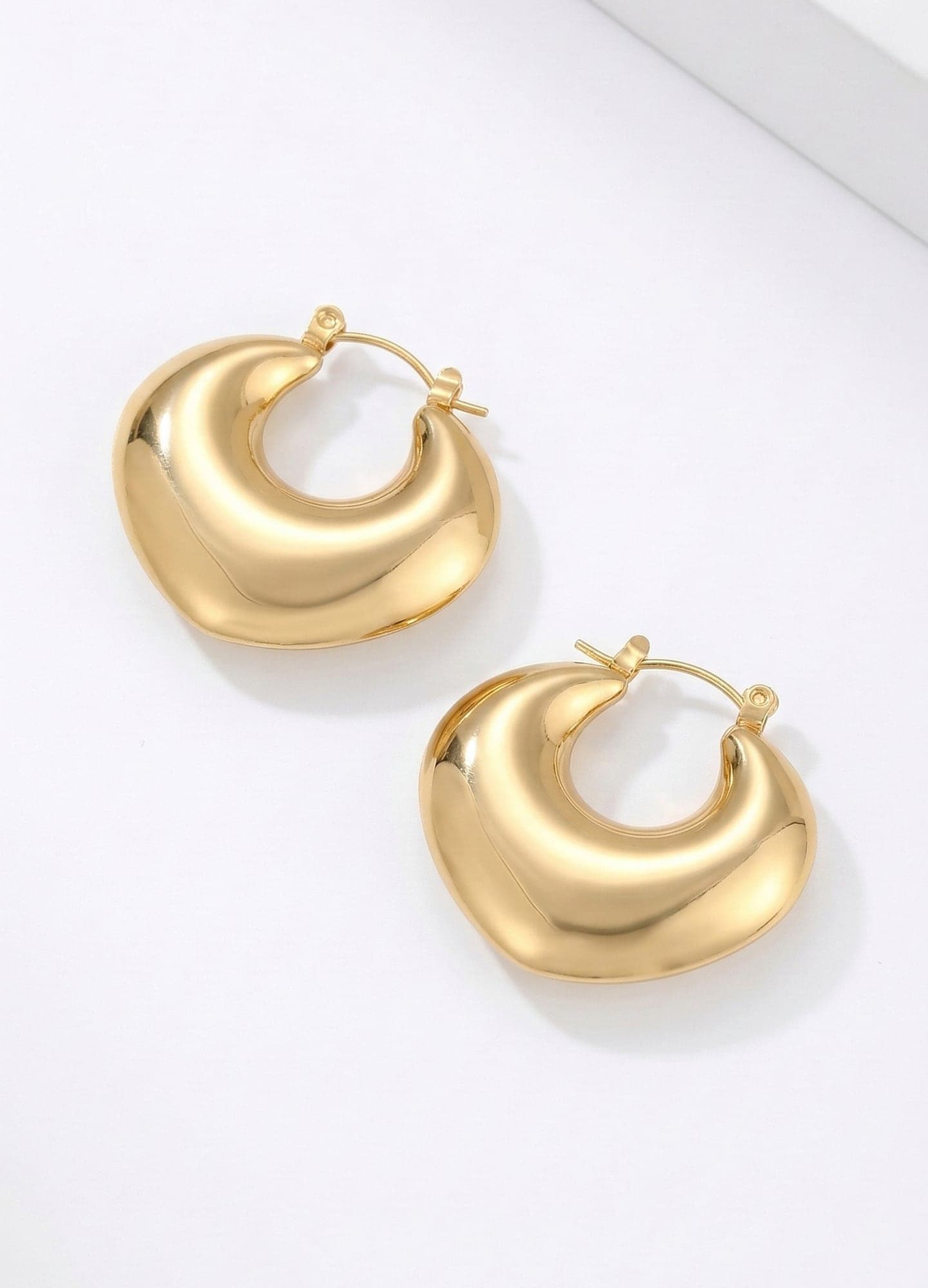Gold-Plated Brass, Round Earrings