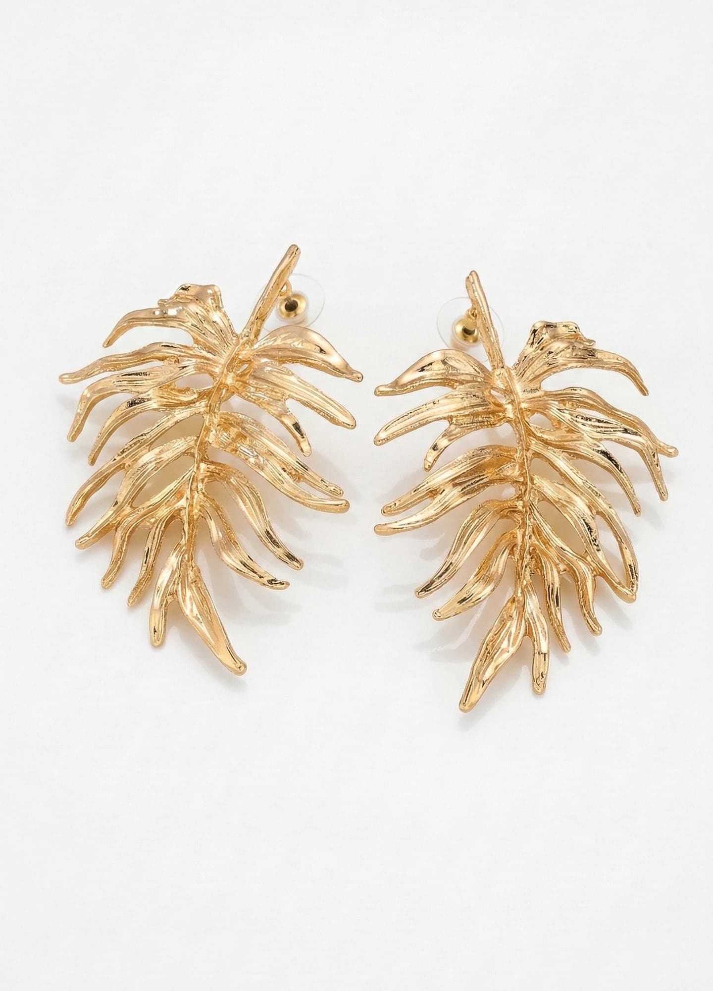Rose Tone Studded Leaf Earrings on Brass