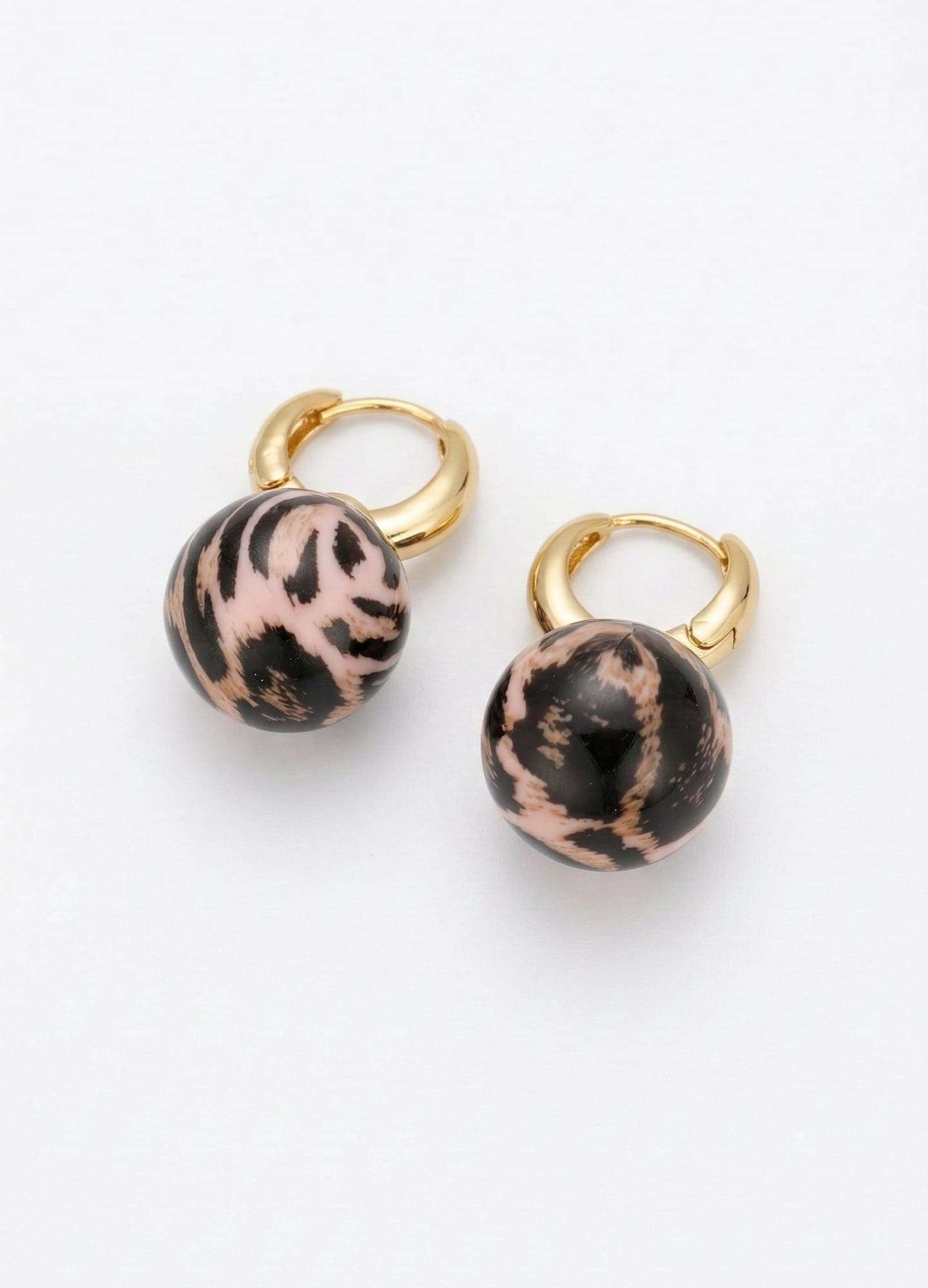 Gold-Plated Brass, Patterned Ball Dangle Earrings