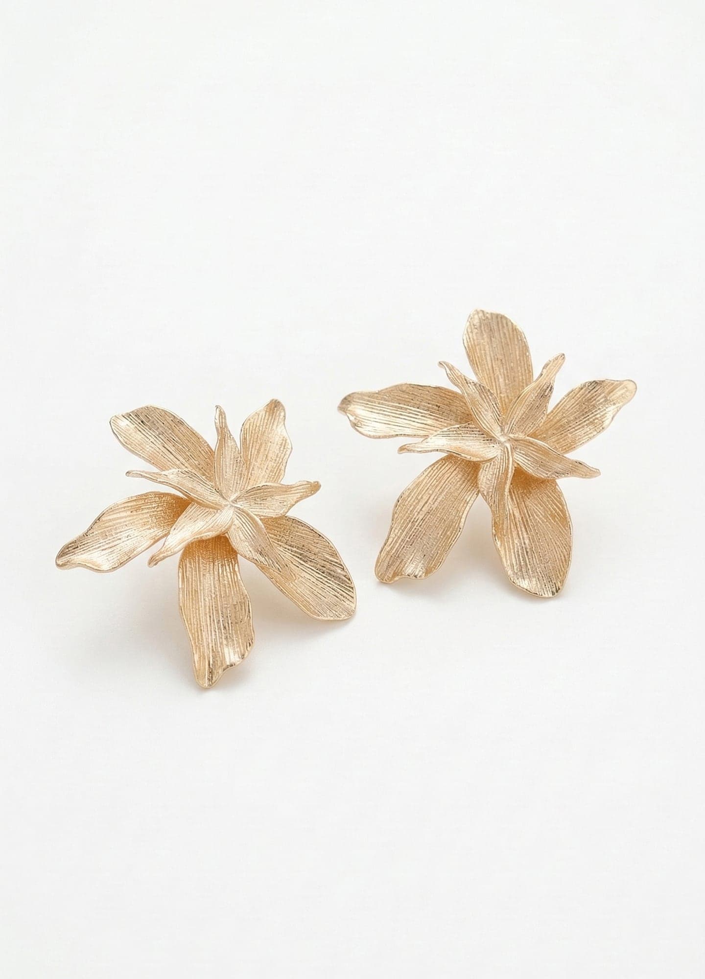 Gold-Plated Brass, Large Leaf Earrings