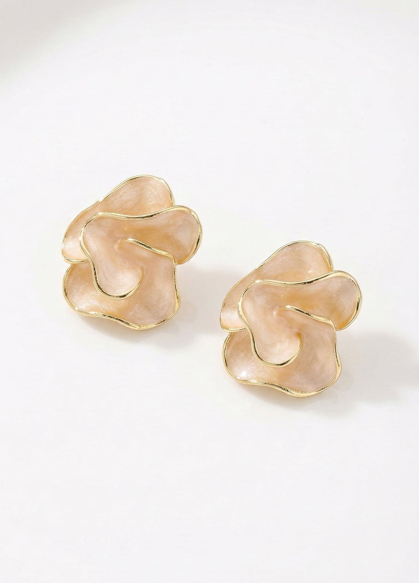 Gold-Plated Brass, Stone-Look Plastic Earrings