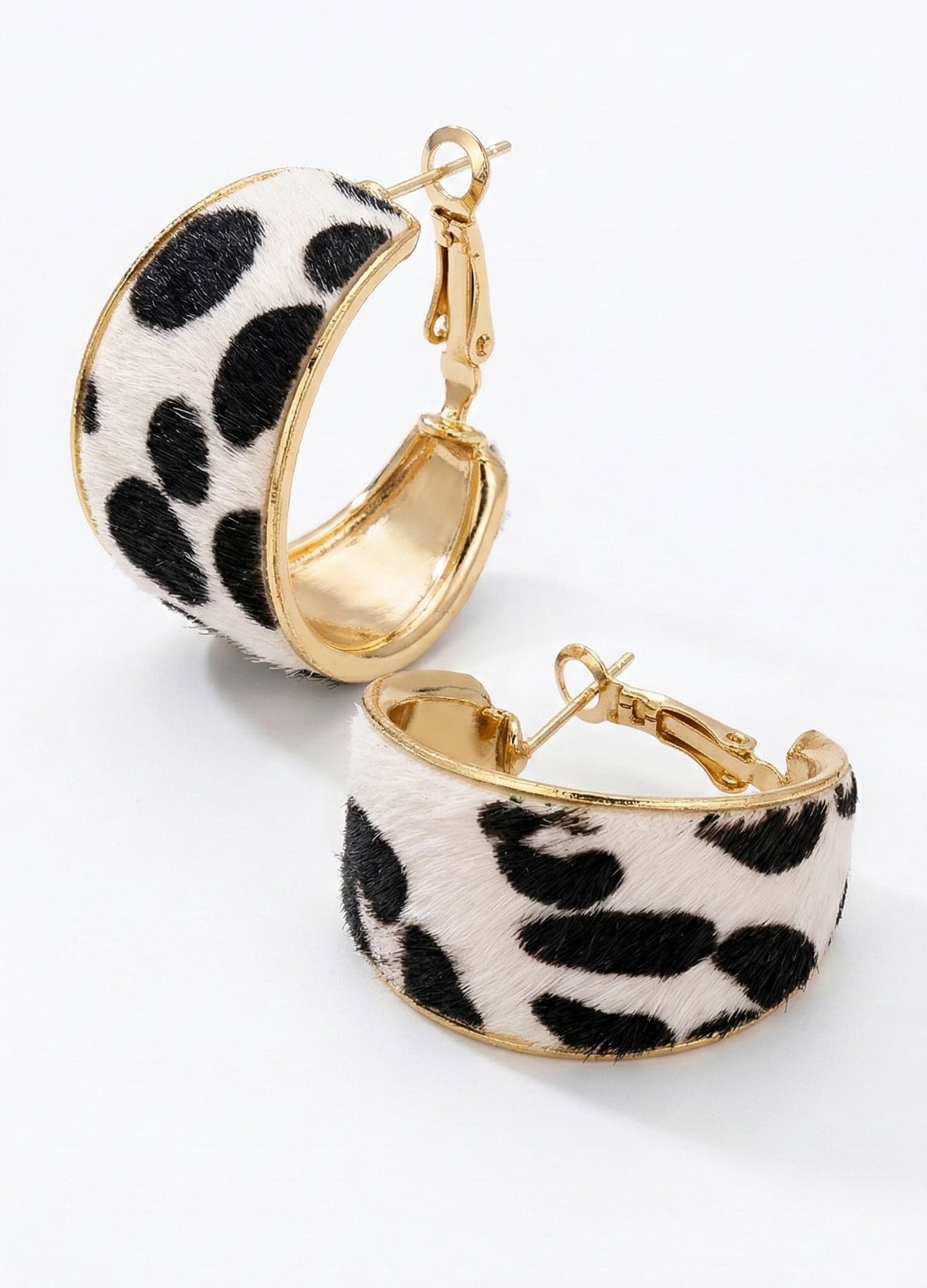 Gold-Plated Brass, Leopard-Print Oval Earrings
