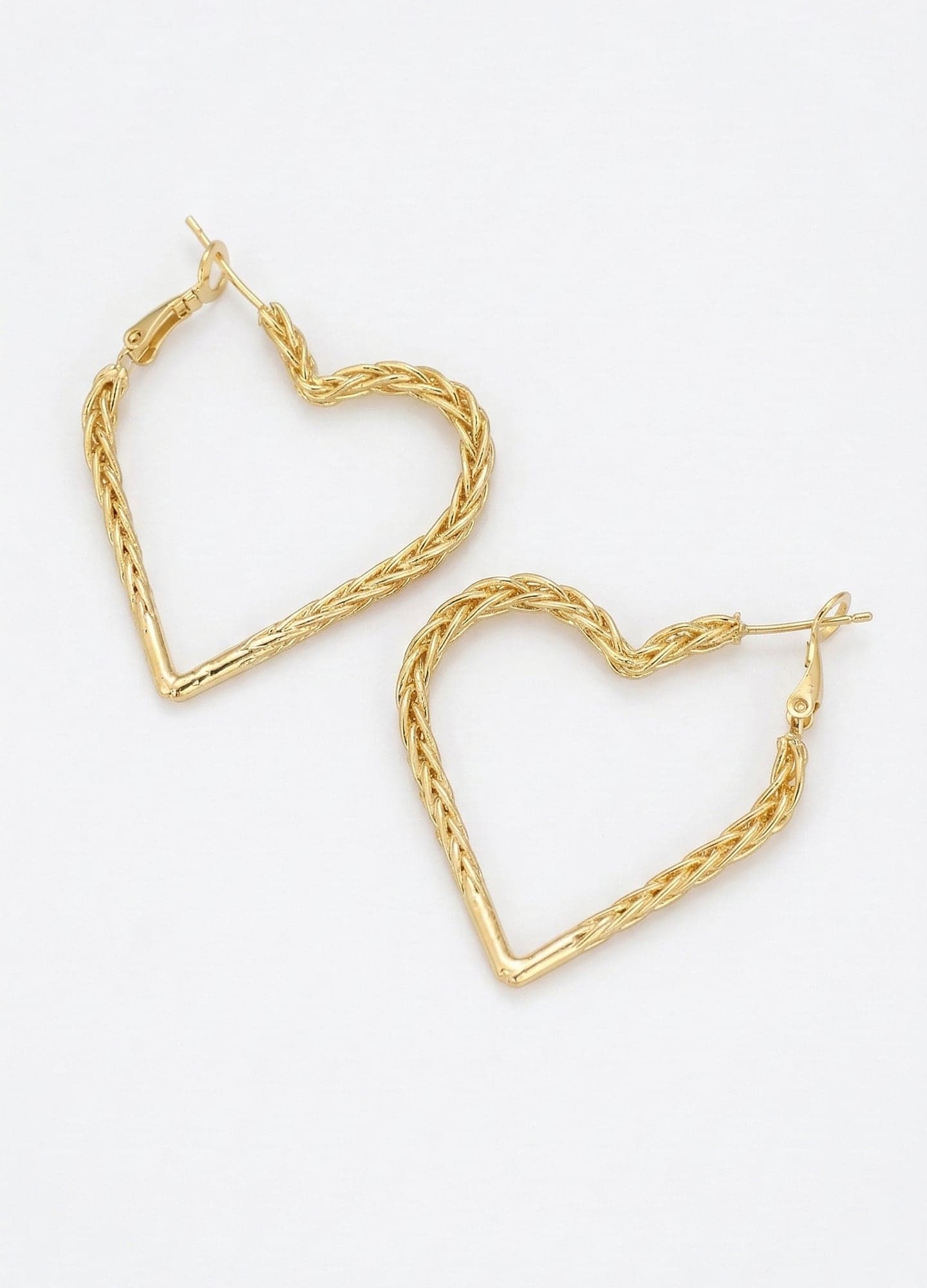 Gold-Plated Brass, Twisted Heart Earrings