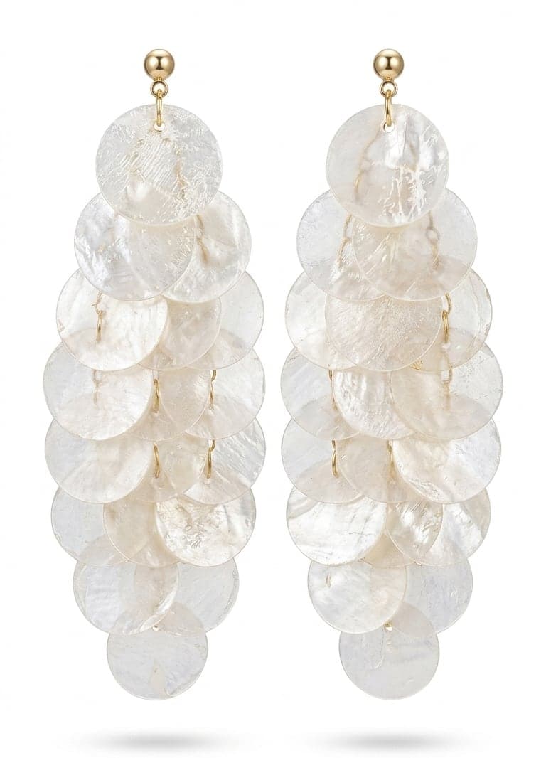 Gold-Plated Brass, Synthetic Leaf-Shaped Dangling Long and Lightweight Earrings