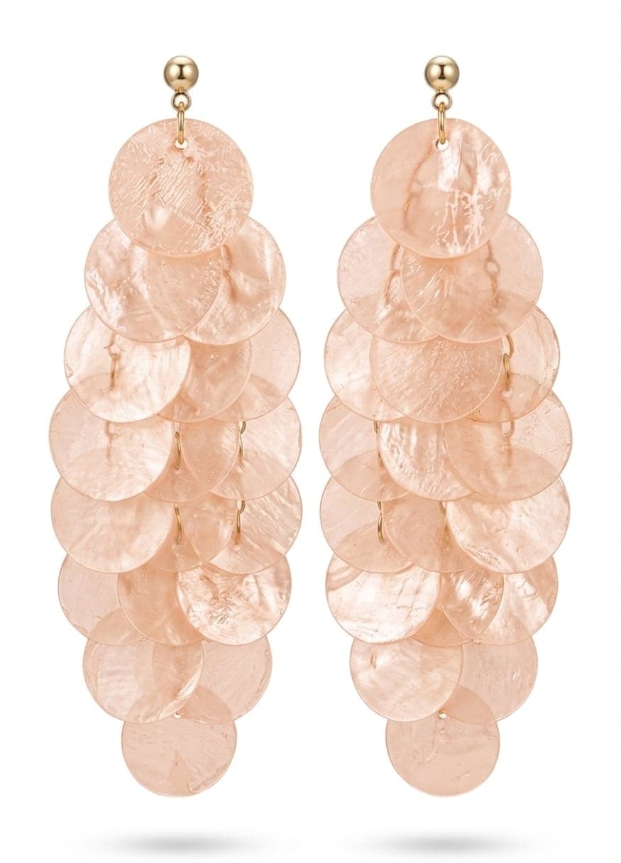 Gold-Plated Brass, Synthetic Leaf-Shaped Dangling Long and Lightweight Earrings