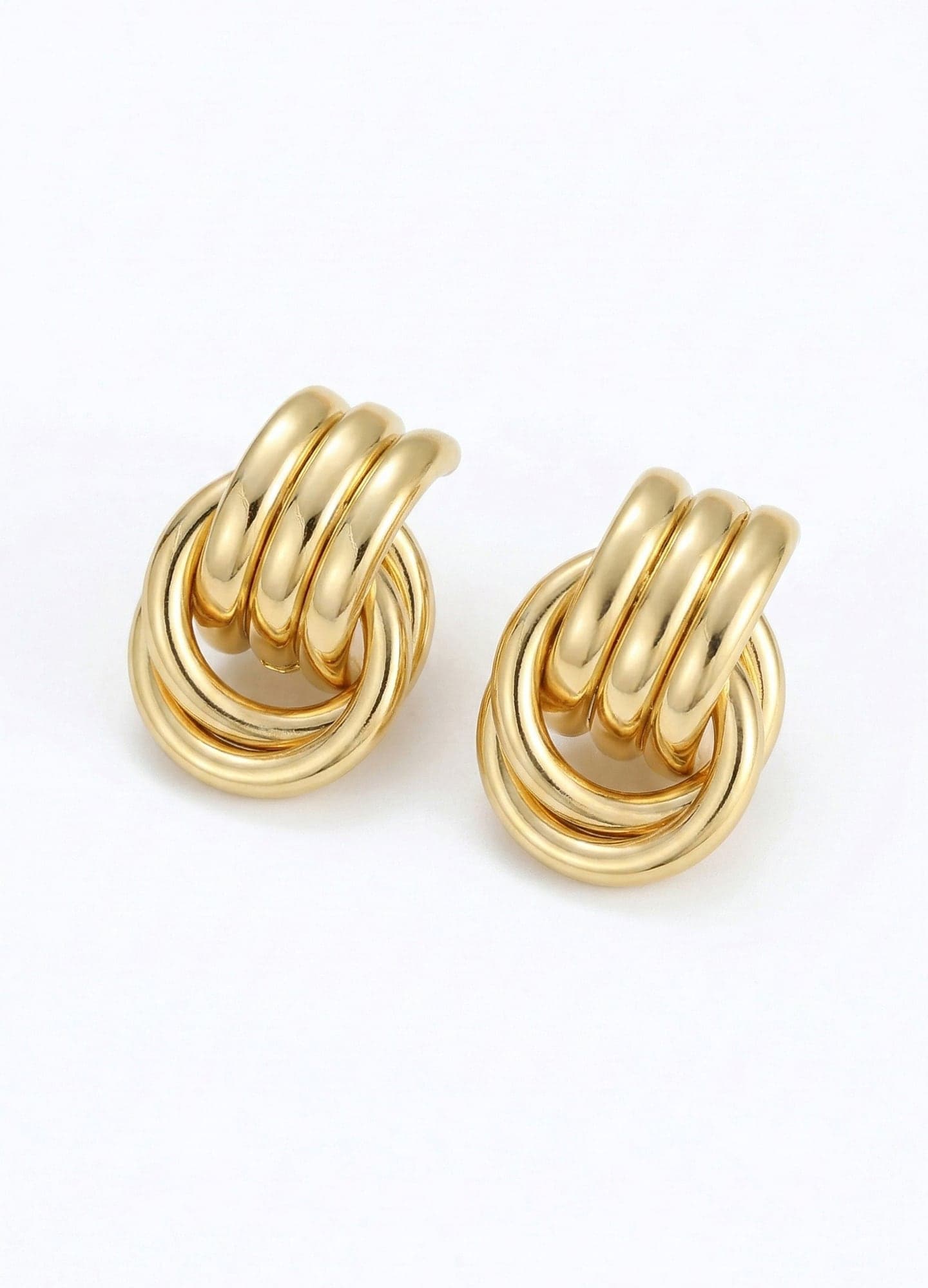 Gold-Plated Brass, Twisted Design Earrings