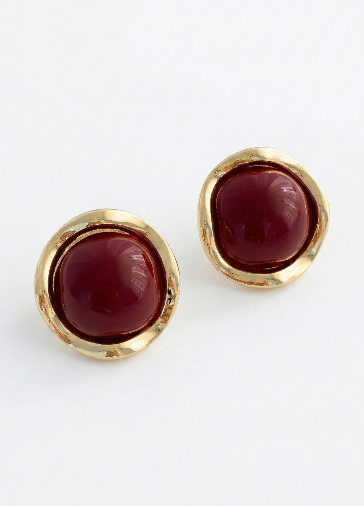 Gold-Plated Brass Stud Earrings with Synthetic Stone Details