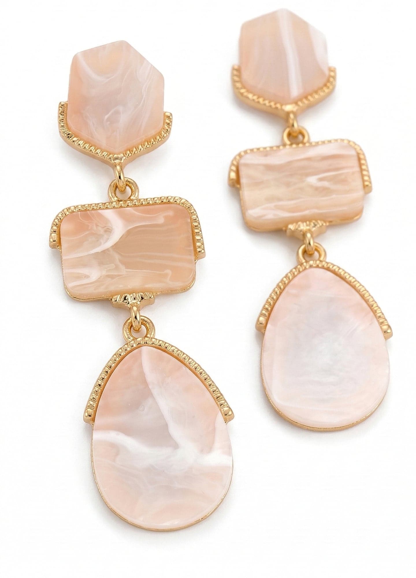 Gold-Plated Brass, Synthetic Stone Dangle Long Earrings