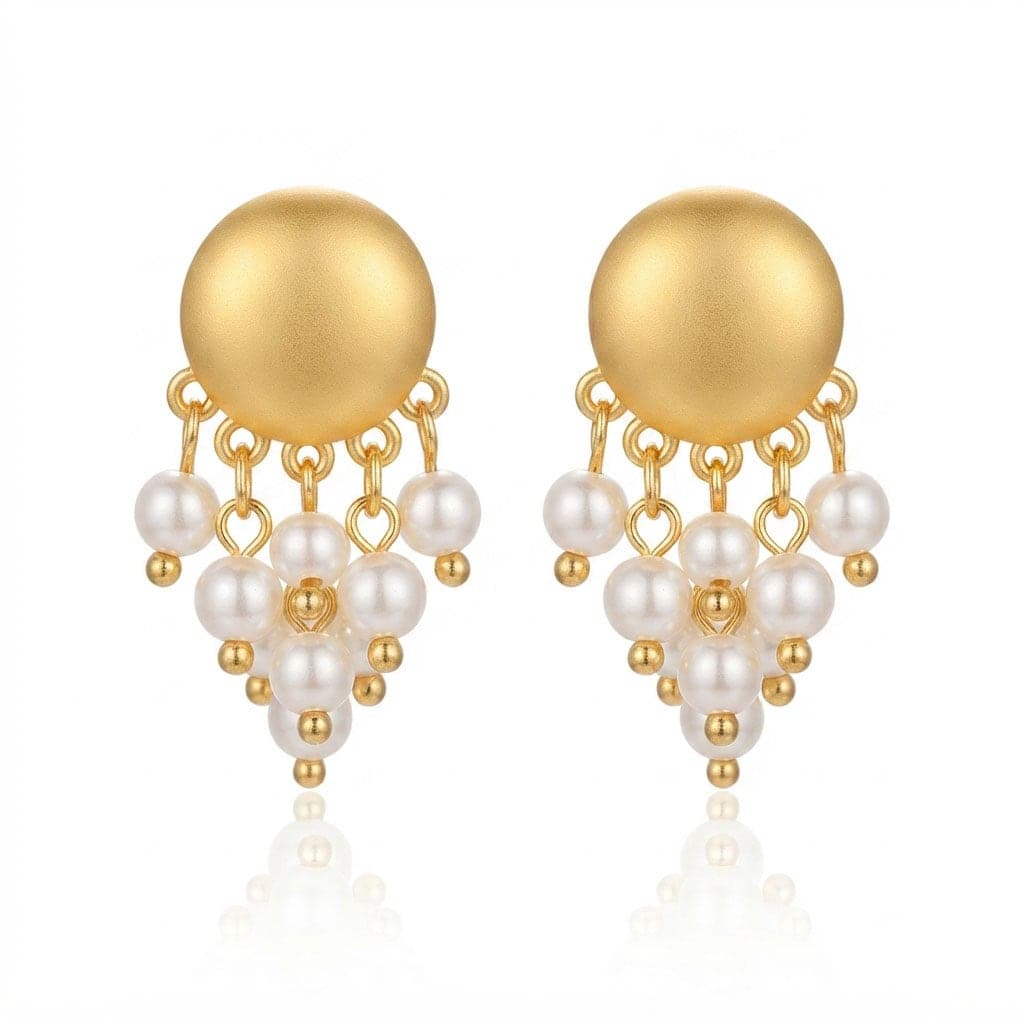 Gold-Plated Brass, Plastic Pearl Dangle Earrings