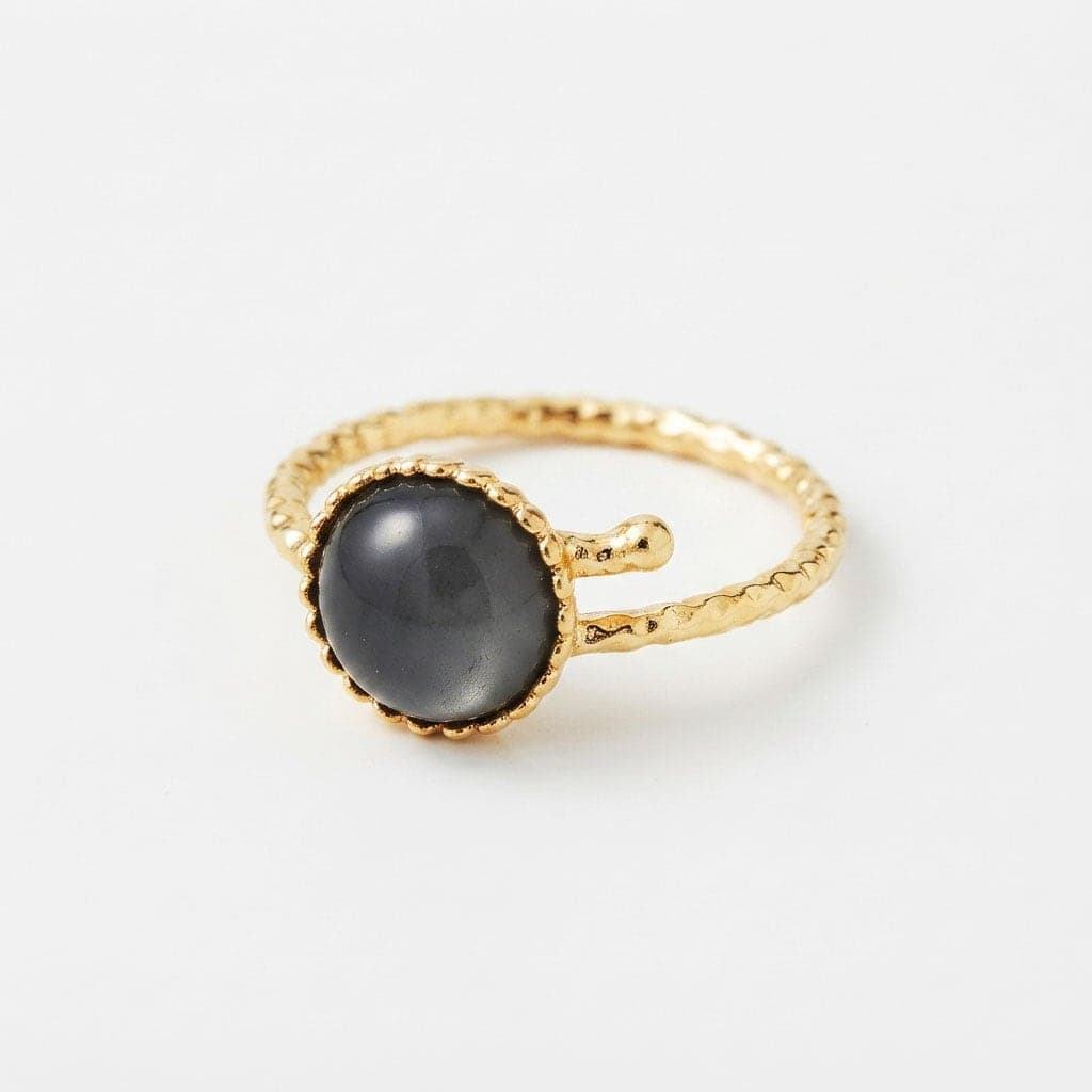 Gold Plated Ceyt Stone Adjustable Ring on Brass