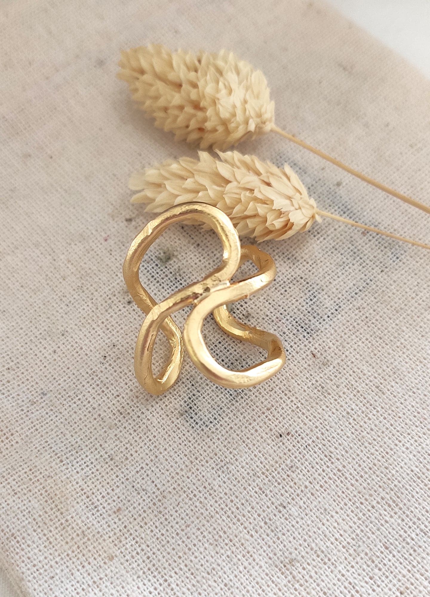 Matte Gold Plated Adjustable Spiral Ring in Brass